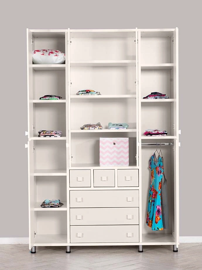 ארון ילדים מיכל 4 דלתות | צבע שמנת